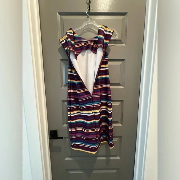Calvin Klein A Line Striped Multicolor Dress Size 10 - Picture 10 of 16